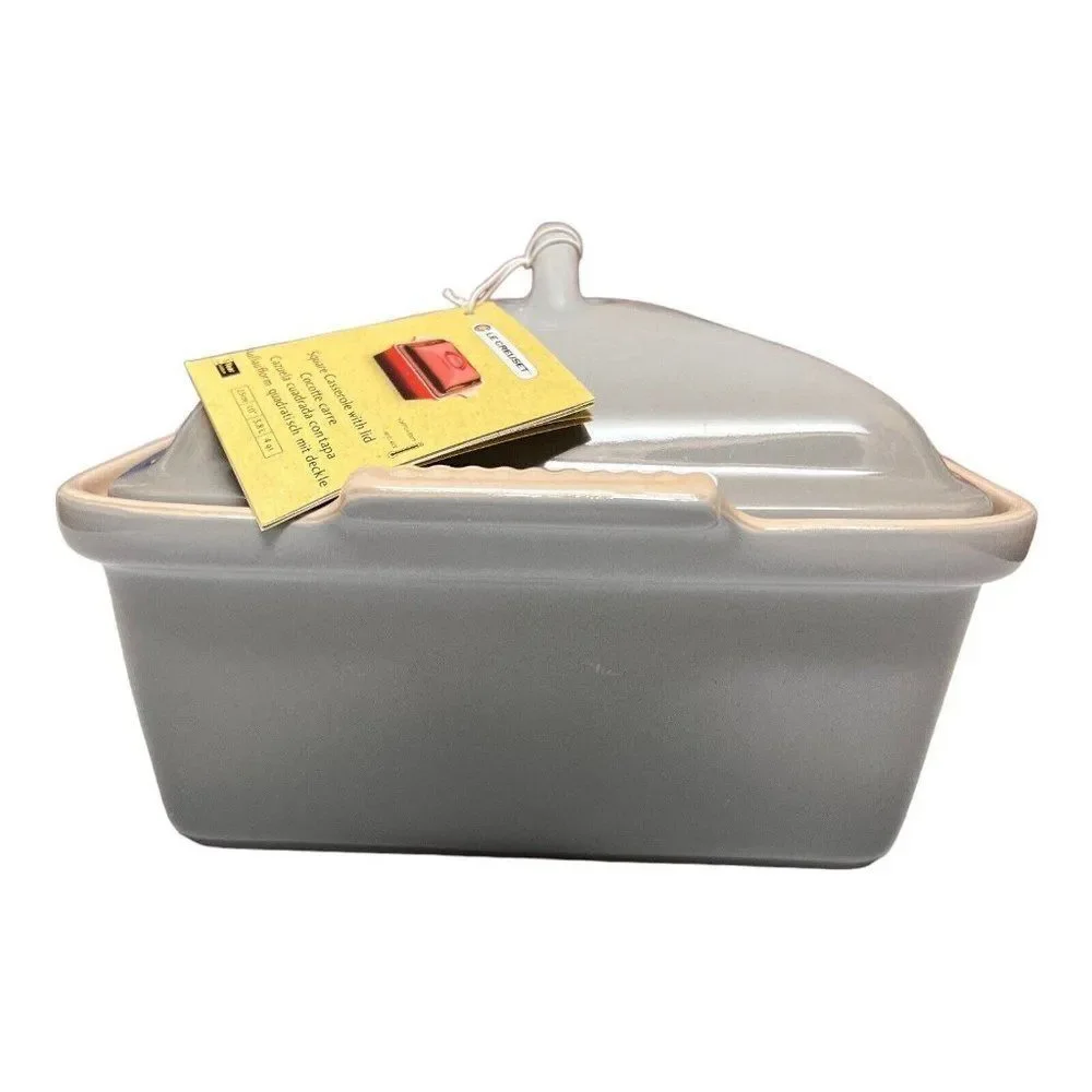 Le Creuset Mist Gray Deep Square Casserole Dish 4 qt with Lid‎ 10” Christmas